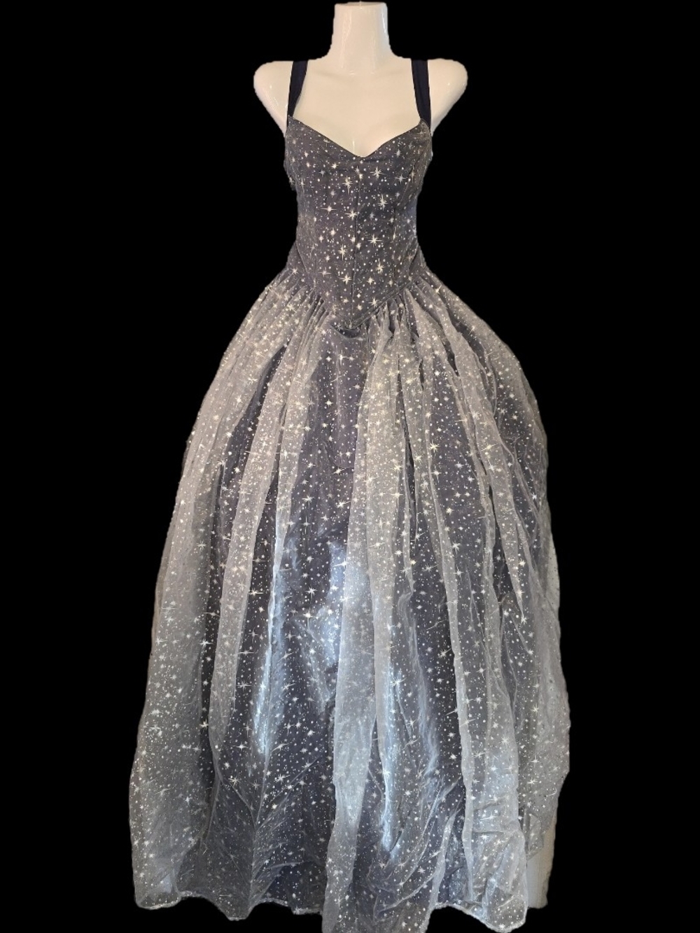 Custom Made Navy Starry Ball Gown | Evening Dress - Picture 7 of 9